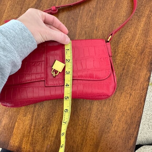 Mango Coconut-Effect Shoulder Bag Red - Picture 7 of 7